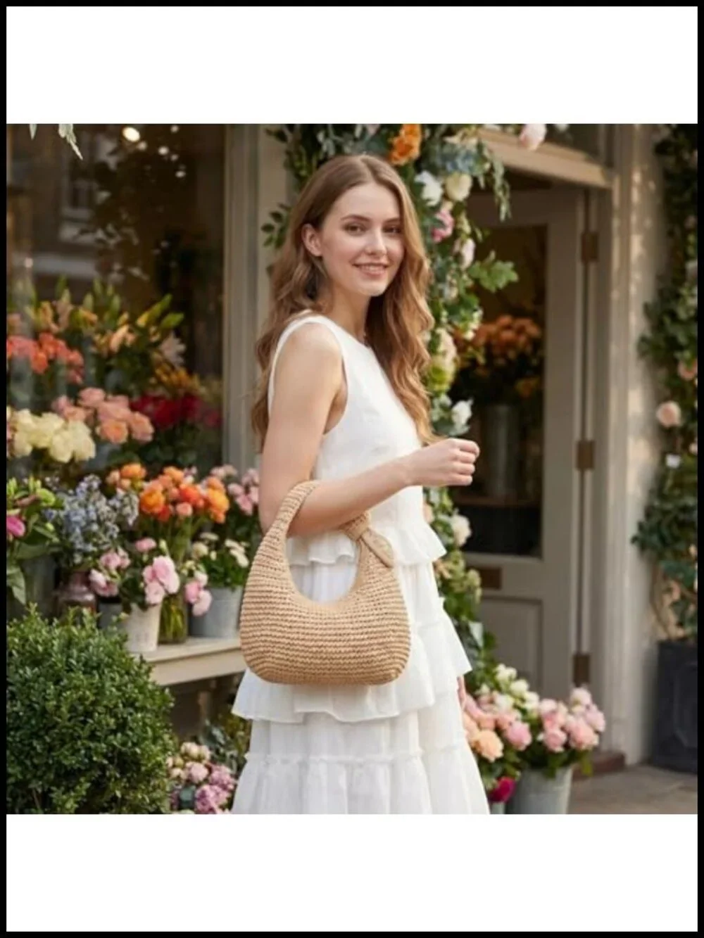Handwoven Straw Hobo Bag with Bow Detail, Lightweight Beach Shoulder Purse